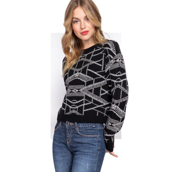 Aztec Pattern Jacquard Sweater by Active Basic - Picture 4 of 4